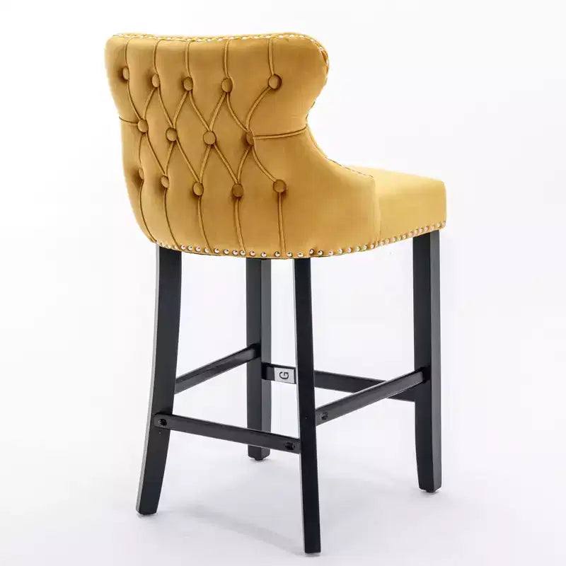 Okak Modern Velvet Bar Stools Counter Height Set of 2, Wing-Back Counter Stools, Upholstered Dining Chairs for Kitchen, Cafe