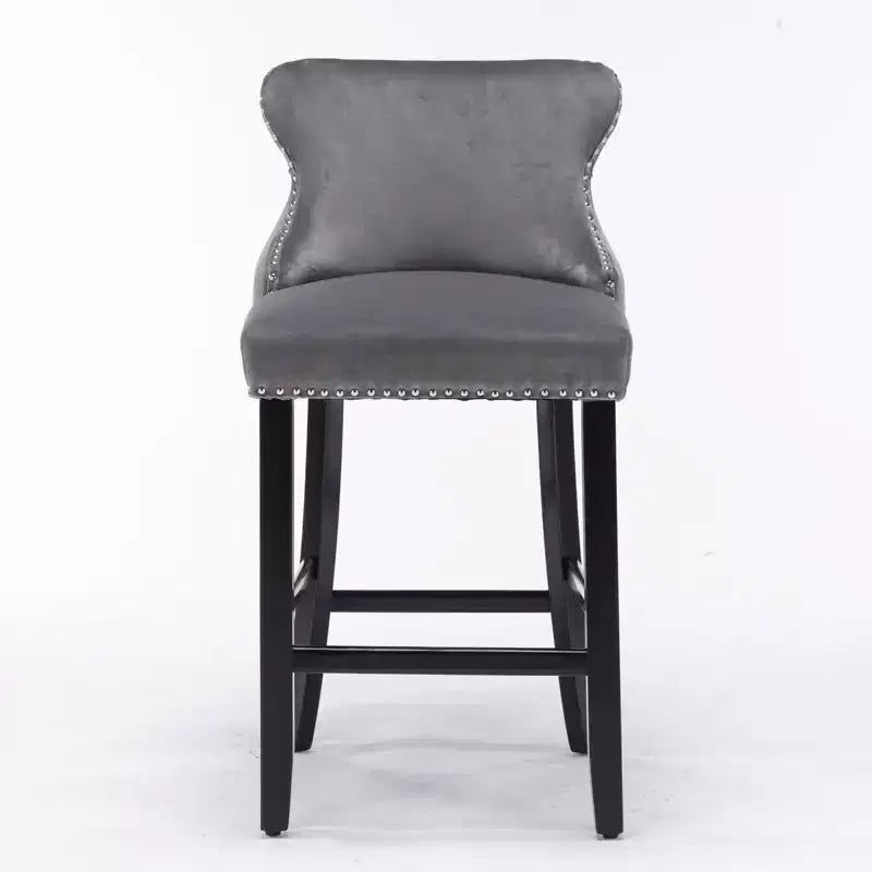 Okak Modern Velvet Bar Stools Counter Height Set of 2, Wing-Back Counter Stools, Upholstered Dining Chairs for Kitchen, Cafe