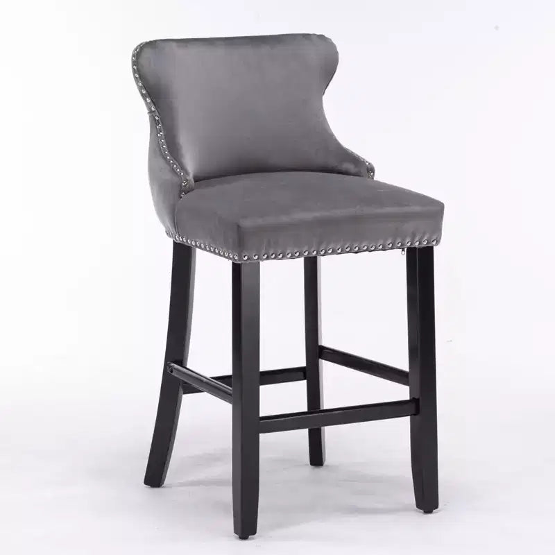 Okak Modern Velvet Bar Stools Counter Height Set of 2, Wing-Back Counter Stools, Upholstered Dining Chairs for Kitchen, Cafe