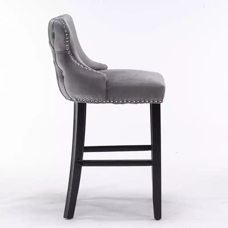 Okak Modern Velvet Bar Stools Counter Height Set of 2, Wing-Back Counter Stools, Upholstered Dining Chairs for Kitchen, Cafe