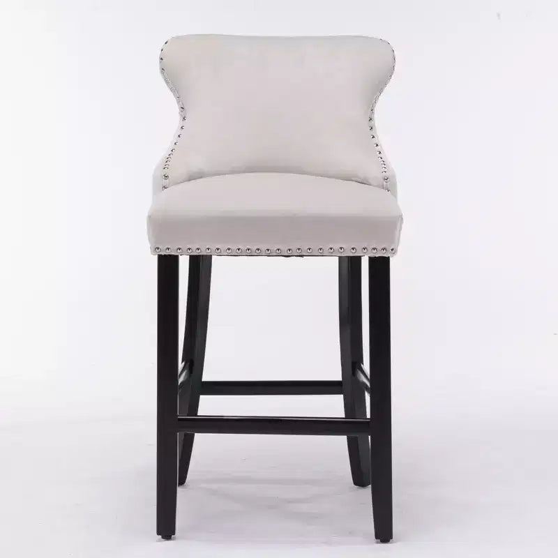 Okak Modern Velvet Bar Stools Counter Height Set of 2, Wing-Back Counter Stools, Upholstered Dining Chairs for Kitchen, Cafe
