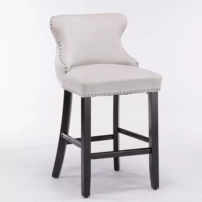 Okak Modern Velvet Bar Stools Counter Height Set of 2, Wing-Back Counter Stools, Upholstered Dining Chairs for Kitchen, Cafe