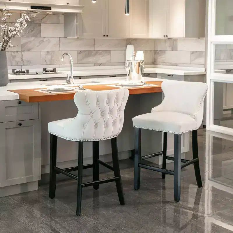 Okak Modern Velvet Bar Stools Counter Height Set of 2, Wing-Back Counter Stools, Upholstered Dining Chairs for Kitchen, Cafe