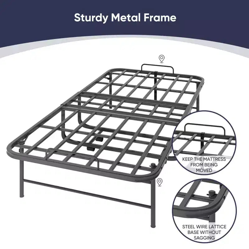 Mjkone Folding Bed with 5''Mattress,Portable Guest Bed Camping Cot,Soft Padded Rollaway Sleeping Bed with Wheels,Twin Size