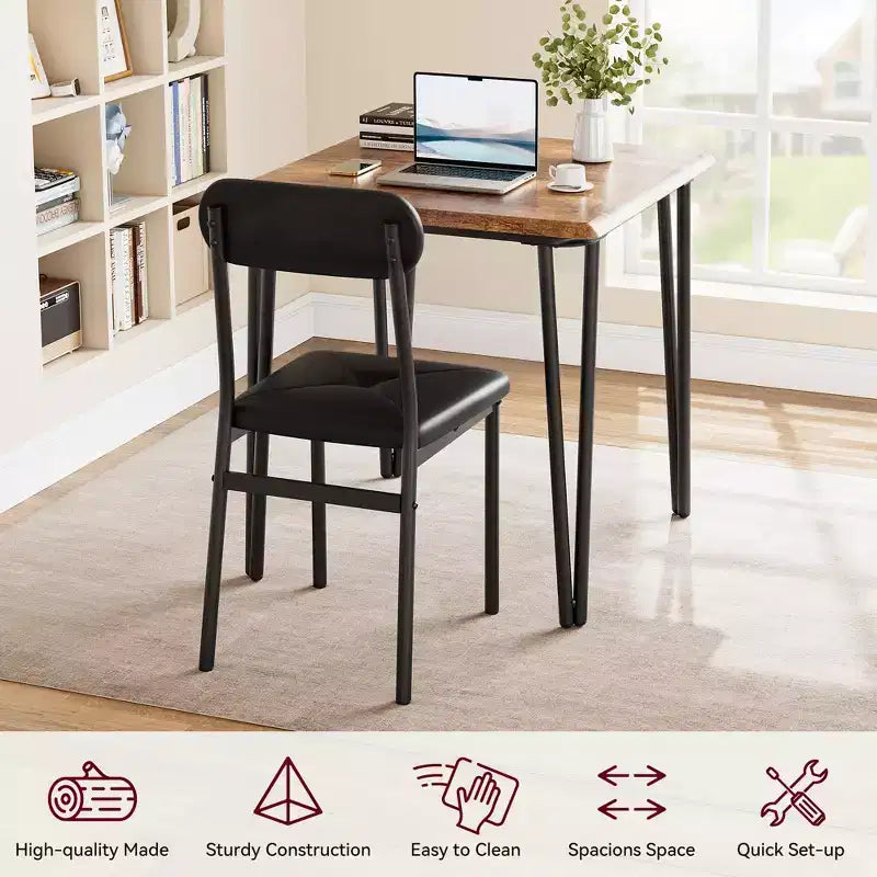 3 Piece Dining Table Set, Kitchen Dining Room Table Set for , Square Table, Metal Frame, MDF Board, Upholstered Chairs, Easy Assembly
