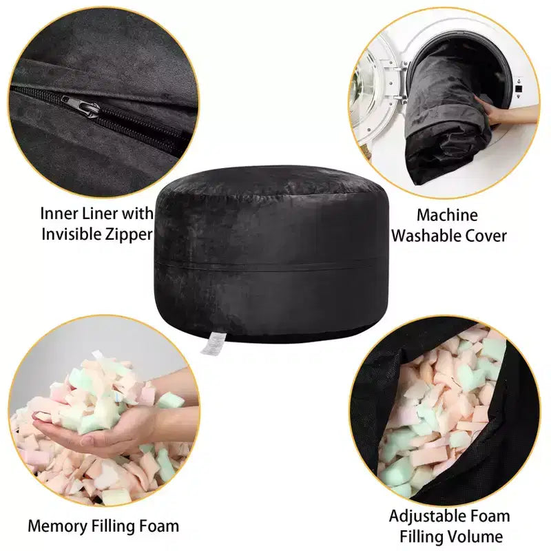4 Ft Large Bean Bag Chairs for Adults/Teens with Shredded Foam Filling, Comfy Bean Bag Sofa with Filler Included, Soft Velvet Fabric Beanbags,4 Foot