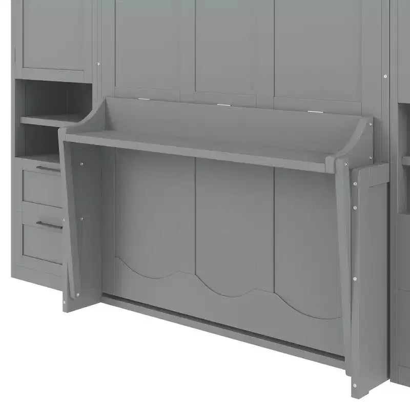 Full Murphy Bed Wall Bed with Closet, Full Size Cabinet Bed Folding Wall Bed with Storage Drawers and Shelves for Guest Room Office