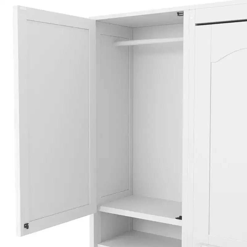 Full Murphy Bed Wall Bed with Closet, Full Size Cabinet Bed Folding Wall Bed with Storage Drawers and Shelves for Guest Room Office