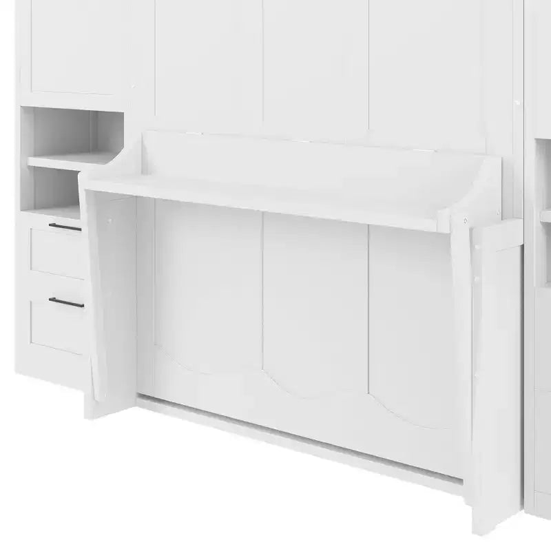 Full Murphy Bed Wall Bed with Closet, Full Size Cabinet Bed Folding Wall Bed with Storage Drawers and Shelves for Guest Room Office