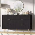 Acekool 7-Drawer Fluted Dresser with Gold Handles, Modern Storage Chest Organizer for Bedroom, Living Room, Hallway