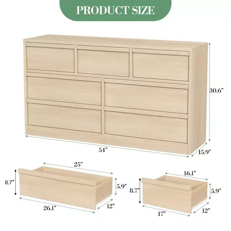 Chest of Drawers, Durable Wood Sideboard with Drawers & Spacious Countertop, Scandinavian Style Bedroom Furniture, for Living Room, Hallway