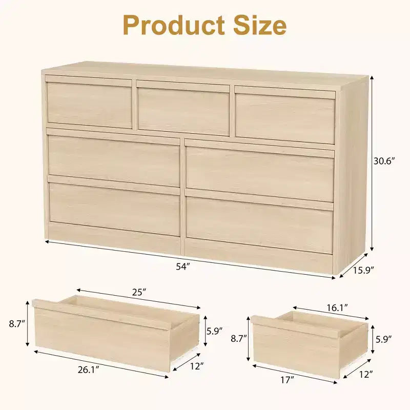 Chest of Drawers, Durable Wood Sideboard with Drawers & Spacious Countertop, Scandinavian Style Bedroom Furniture, for Living Room, Hallway