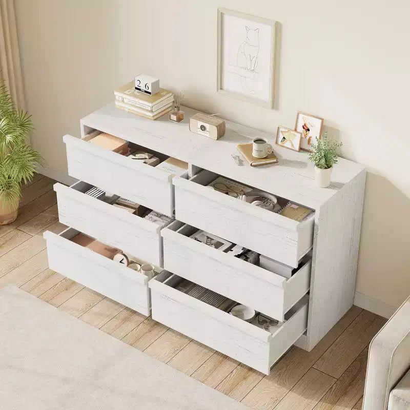 Chest of Drawers, Durable Wood Sideboard with Drawers & Spacious Countertop, Scandinavian Style Bedroom Furniture, for Living Room, Hallway