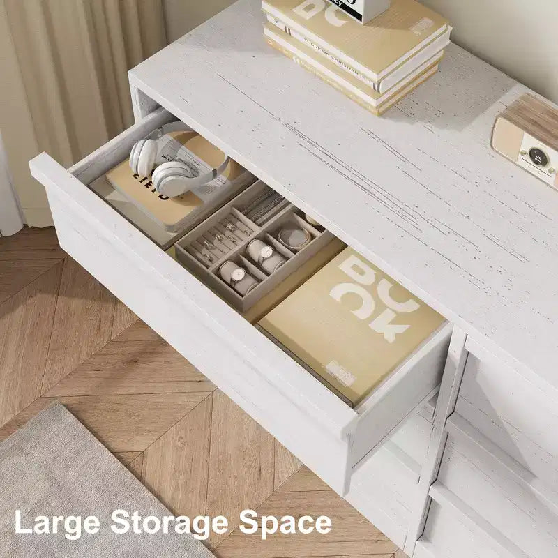 Chest of Drawers, Durable Wood Sideboard with Drawers & Spacious Countertop, Scandinavian Style Bedroom Furniture, for Living Room, Hallway