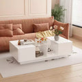 Famapy White High-Gloss LED Coffee Table  Multi-Zone Storage with Drawer & Open Compartments