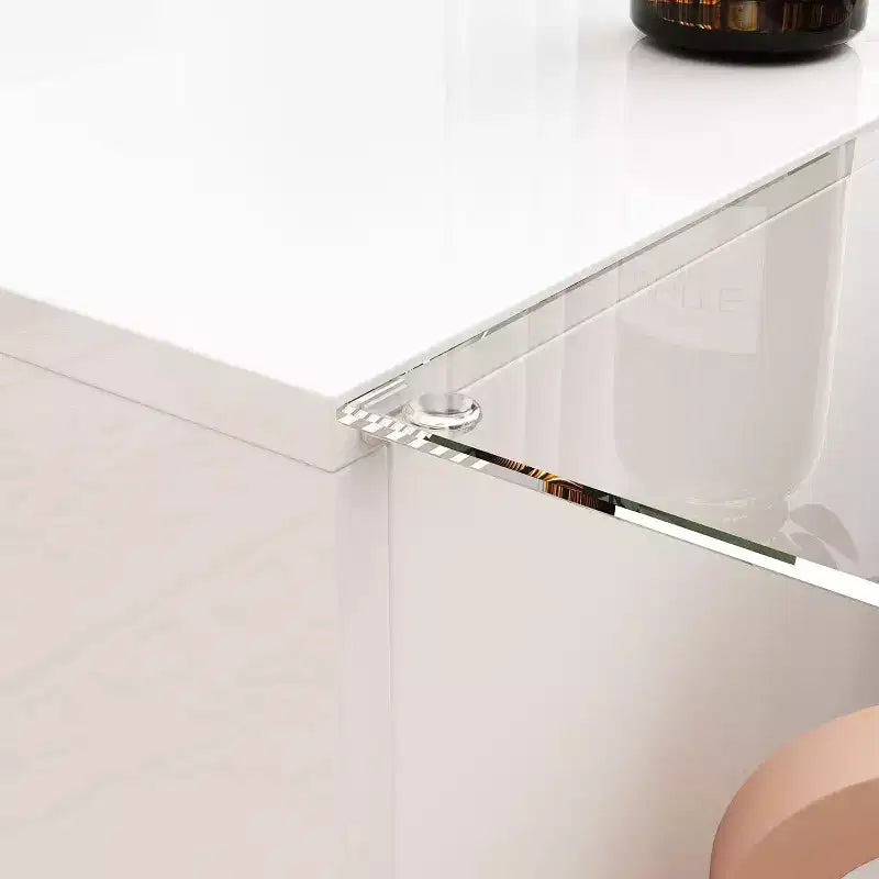 Famapy White High-Gloss LED Coffee Table  Multi-Zone Storage with Drawer & Open Compartments