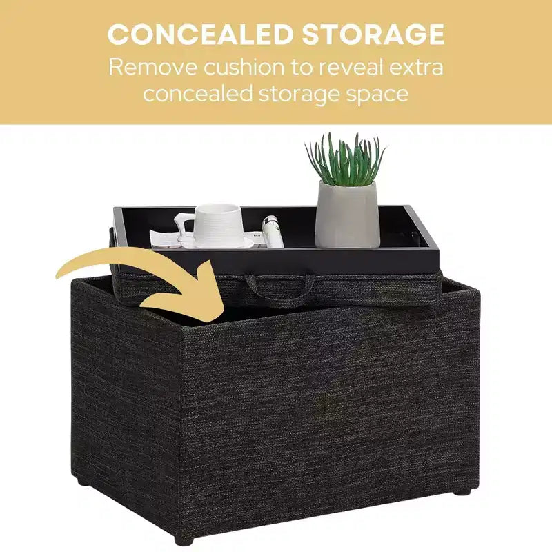 HomeStock Comfort Accent Storage Ottoman with Reversible Tray