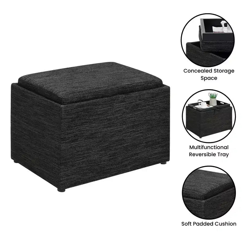 HomeStock Comfort Accent Storage Ottoman with Reversible Tray