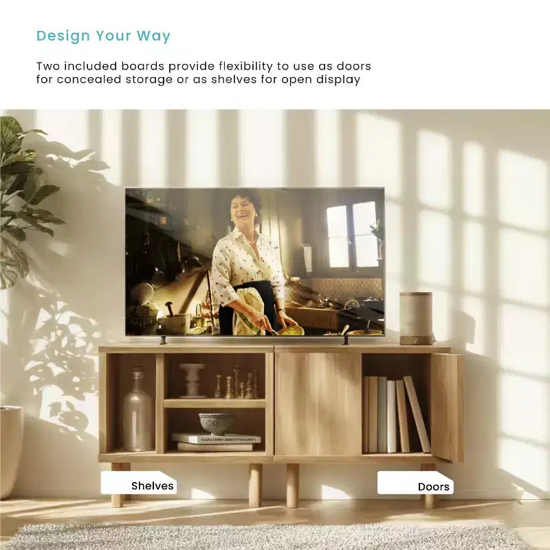 Home Zone Living Stackable Storage Cube End Table with Customizable Door and Shelf Options