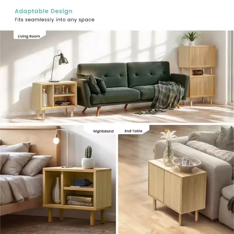 Home Zone Living Stackable Storage Cube End Table with Customizable Door and Shelf Options