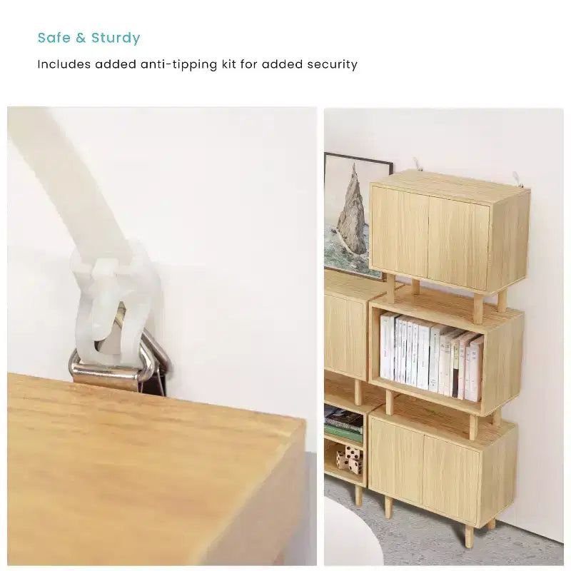 Home Zone Living Stackable Storage Cube End Table with Customizable Door and Shelf Options