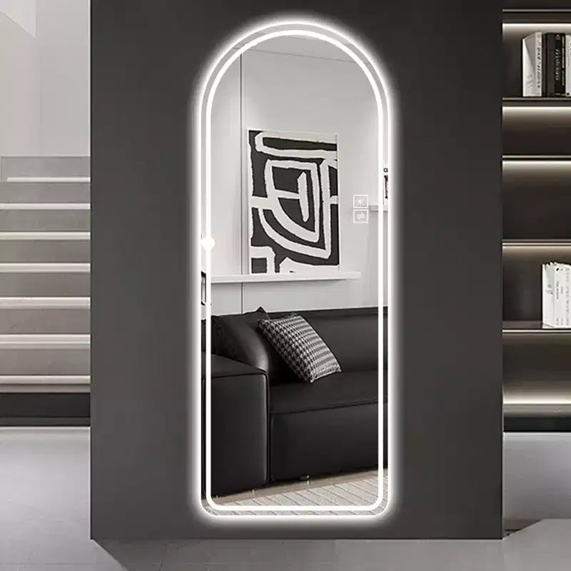 GDFStudio Astra Modern 65H Arched LED Full Length Mirror with Adjustable Light Modes