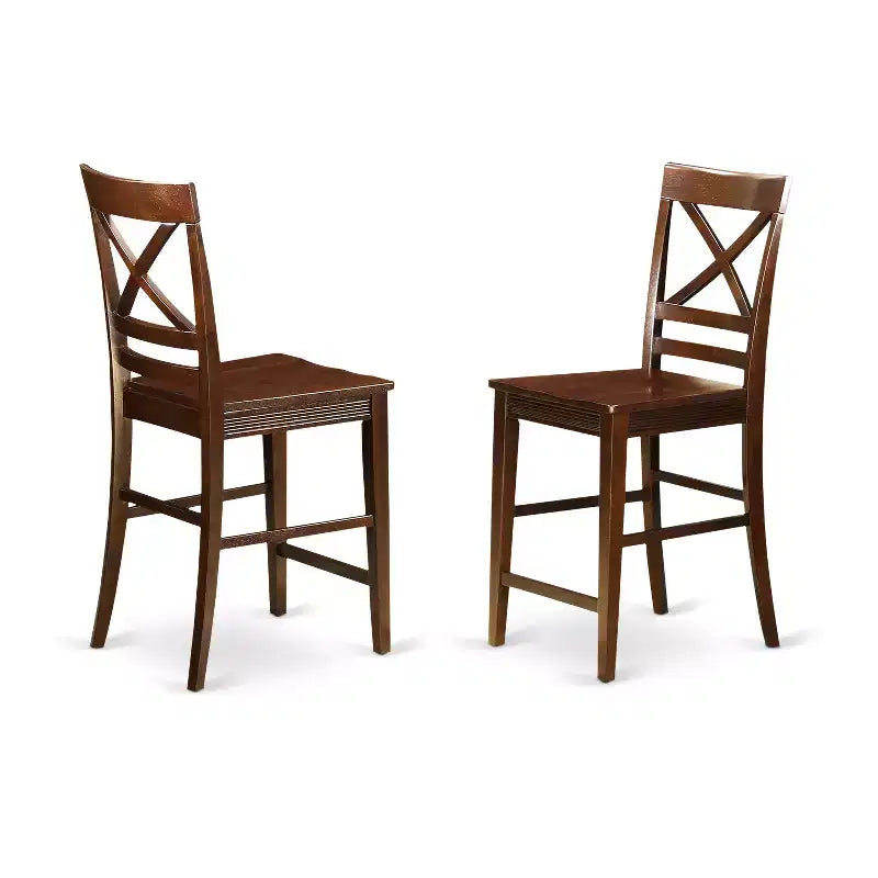 Counter Height Table Set - 5 Piece Pub Table & Stools - Round Kitchen Dining Set - Buttermilk & Cherry Finish
