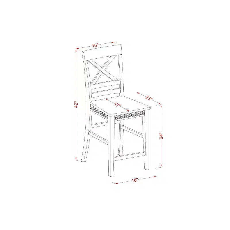 Counter Height Table Set - 5 Piece Pub Table & Stools - Round Kitchen Dining Set - Buttermilk & Cherry Finish
