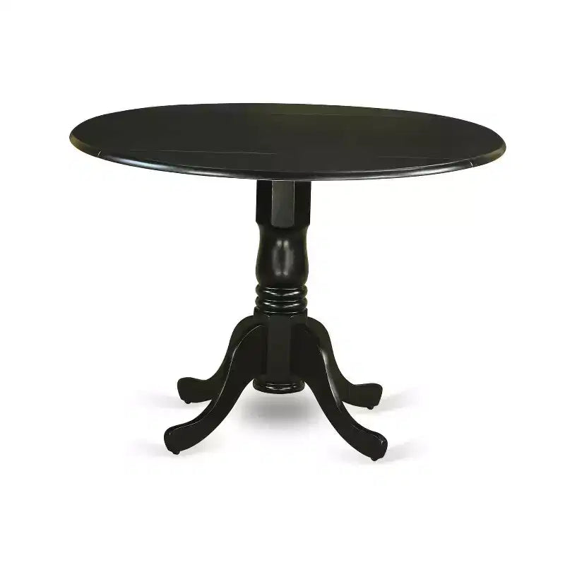 3-Piece Black Finish Solid Wood Top-Round Upholstered Dining Room Set -Seats 4