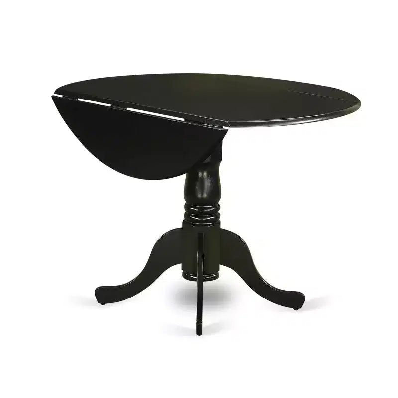 3-Piece Black Finish Solid Wood Top-Round Upholstered Dining Room Set -Seats 4