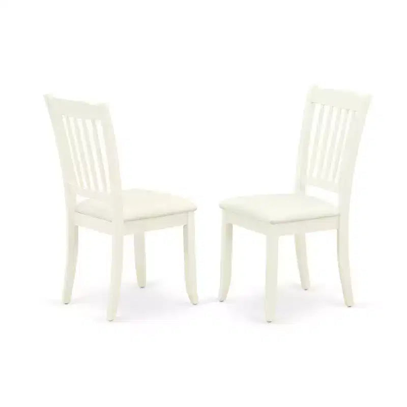 3-Piece Linen White Finish Solid Wood Top - Round Dining Room Set - Seats 4