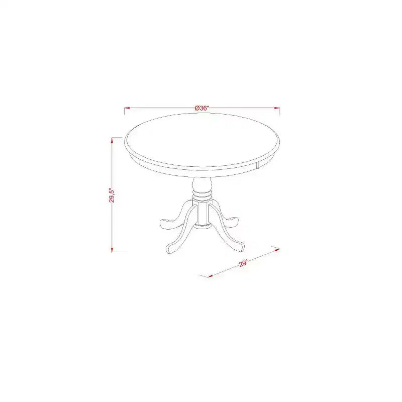 3-Piece Linen White Finish Solid Wood Top - Round Dining Room Set - Seats 4