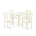 HomeStock 5-Pc Linen White Finish Solid Wood Top - Dining Room Set - Seats 4