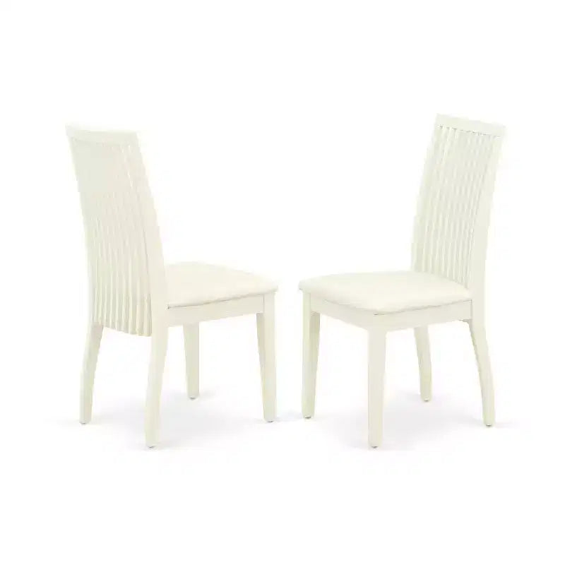 5-Piece Linen White Finish Solid Wood Top - Dining Room Set - Seats-4