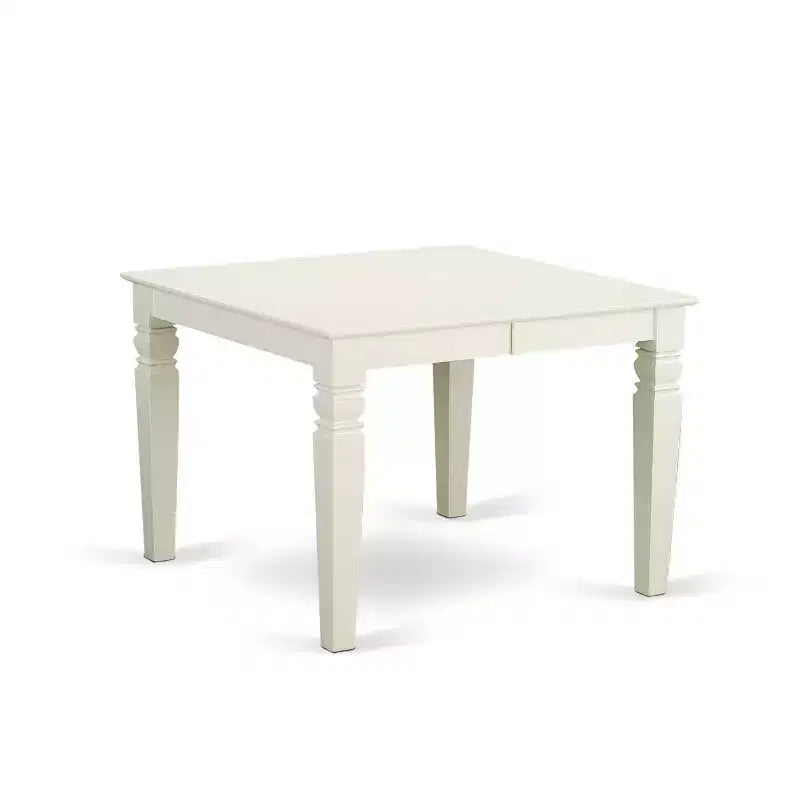 5 Piece Dinette Set - Rectangle Table with Leaf & 4 Chairs - 42x60 Inch - Linen White