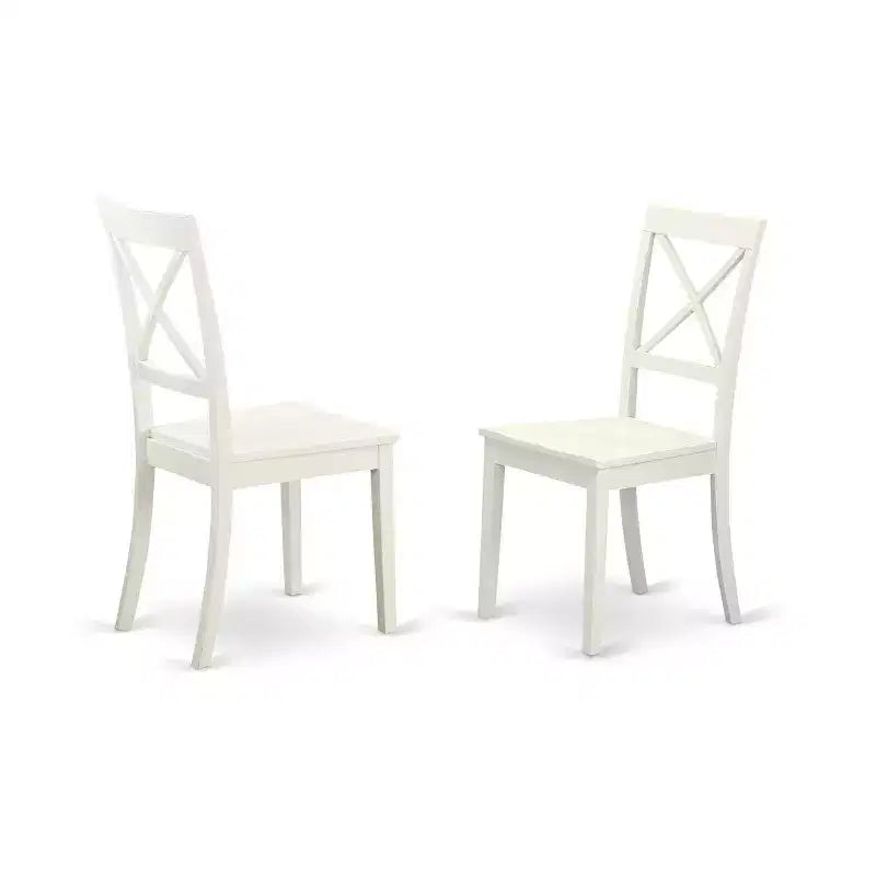 5 Piece Dinette Set - Rectangle Table with Leaf & 4 Chairs - 42x60 Inch - Linen White