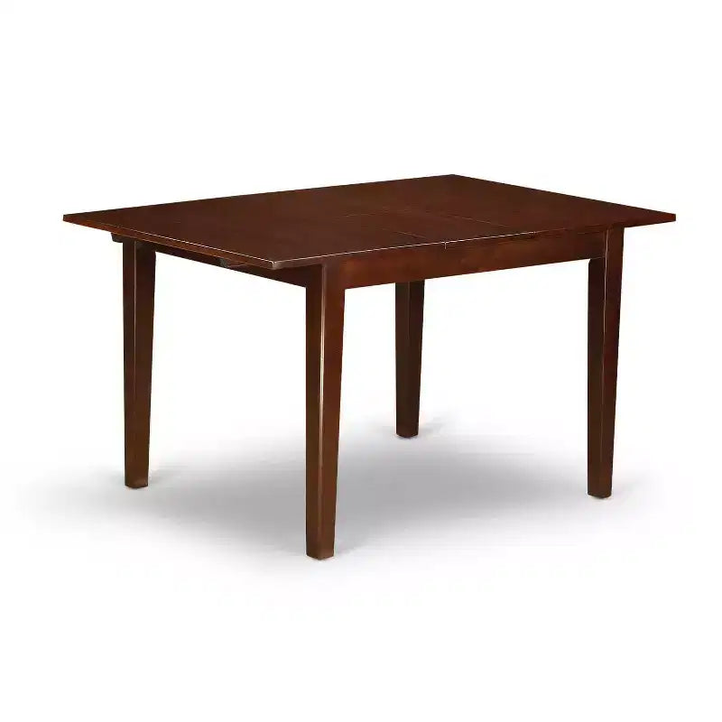 HomeStock 5-Piece Rectangle Mahogany Finish Solid Wood Top Dining Table with 4-Parson Chair with Butterfly Leaf