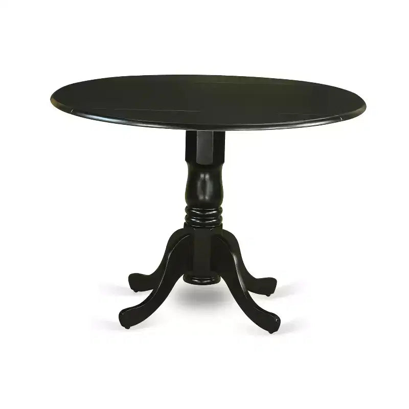 HomeStock 5-Piece Round Black Finish Solid Wood Top Dining table with 4 Chairs