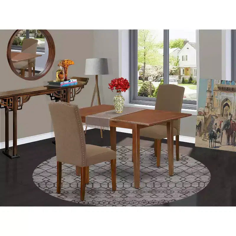 French Country Dinette Set - 3Pc Rectangular Table & 2 Chairs - 48/60 Table with Butterfly Leaf
