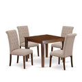 5-Piece Mahogany Finish Solid Wood Top - Square Dining Room Set - Seats 4