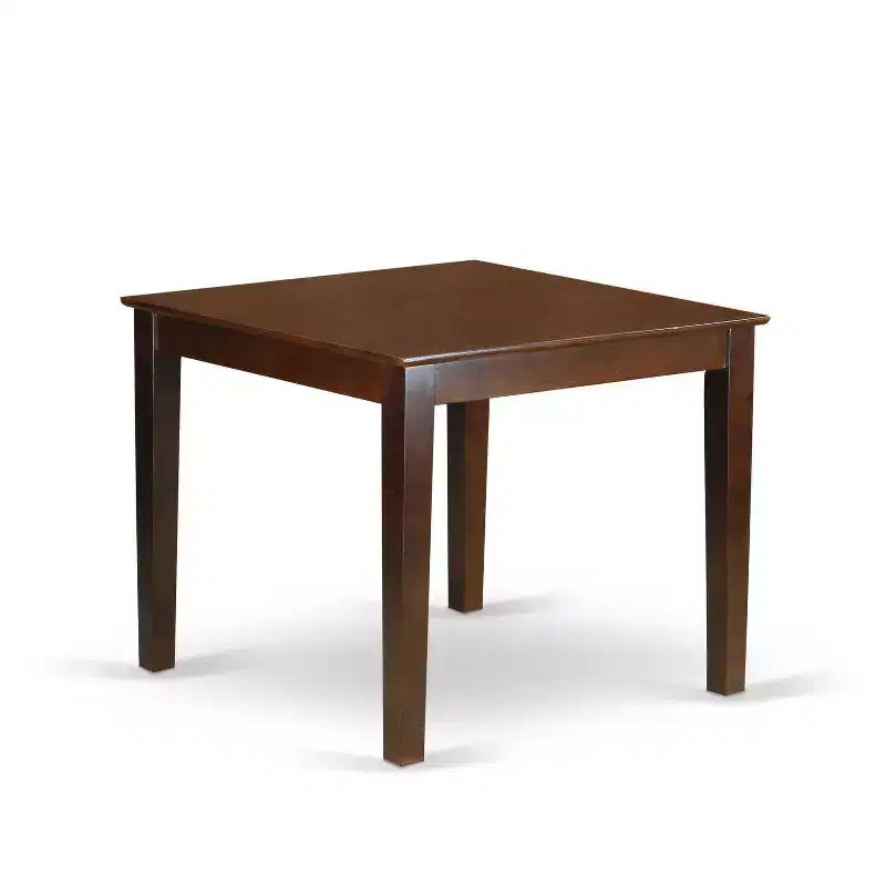 5-Piece Mahogany Finish Solid Wood Top - Square Dining Room Set - Seats 4