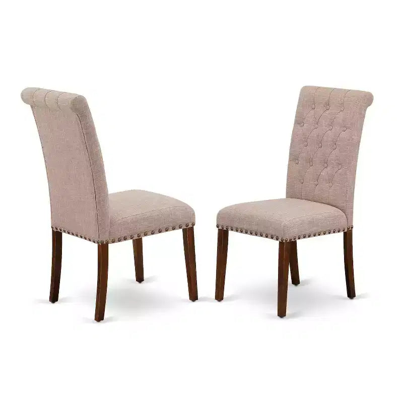 5-Piece Mahogany Finish Solid Wood Top - Square Dining Room Set - Seats 4