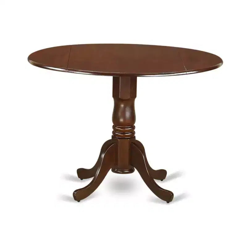 Boho Kitchen Table Set 5pc Round 42 Table w/ Drop Leaves & 4 Cream Linen Chairs