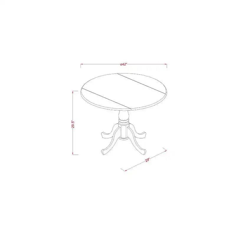 Boho Kitchen Table Set 5pc Round 42 Table w/ Drop Leaves & 4 Cream Linen Chairs