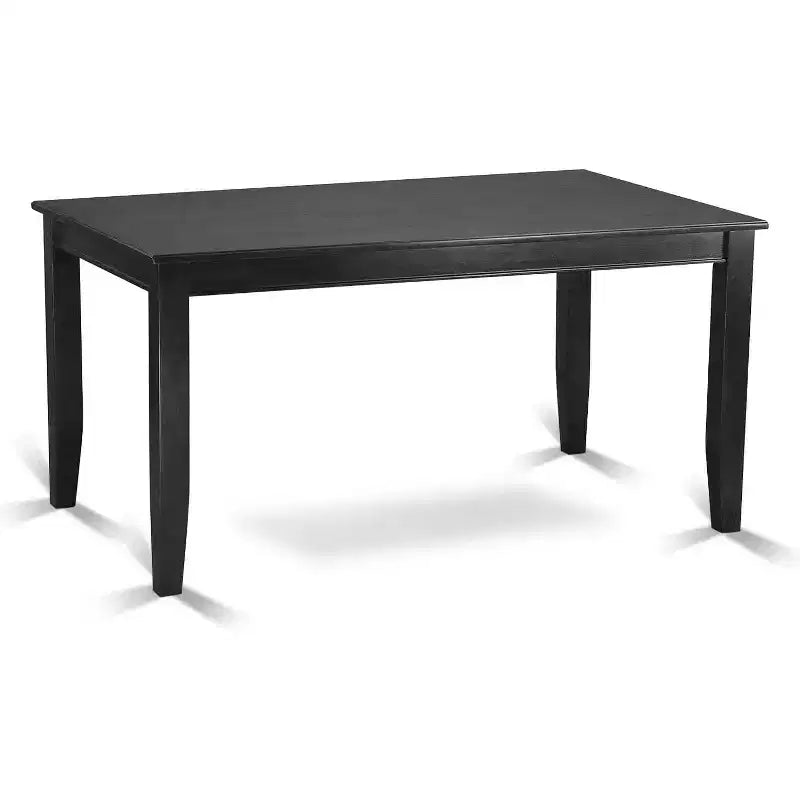Kitchen Table Chair Set 7-Piece - Rectangular Dining Table with 6 Chairs - Faux Leather Seats - Black Finish