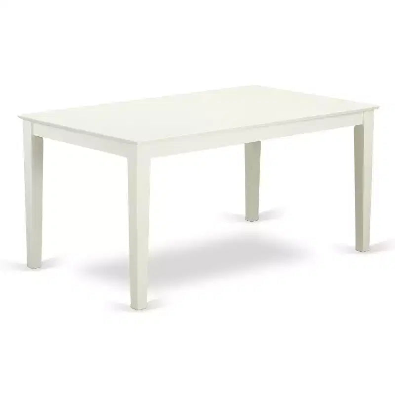 HomeStock 7-Piece Linen White Finish Solid Wood Top Dining Table with 6 Chairs