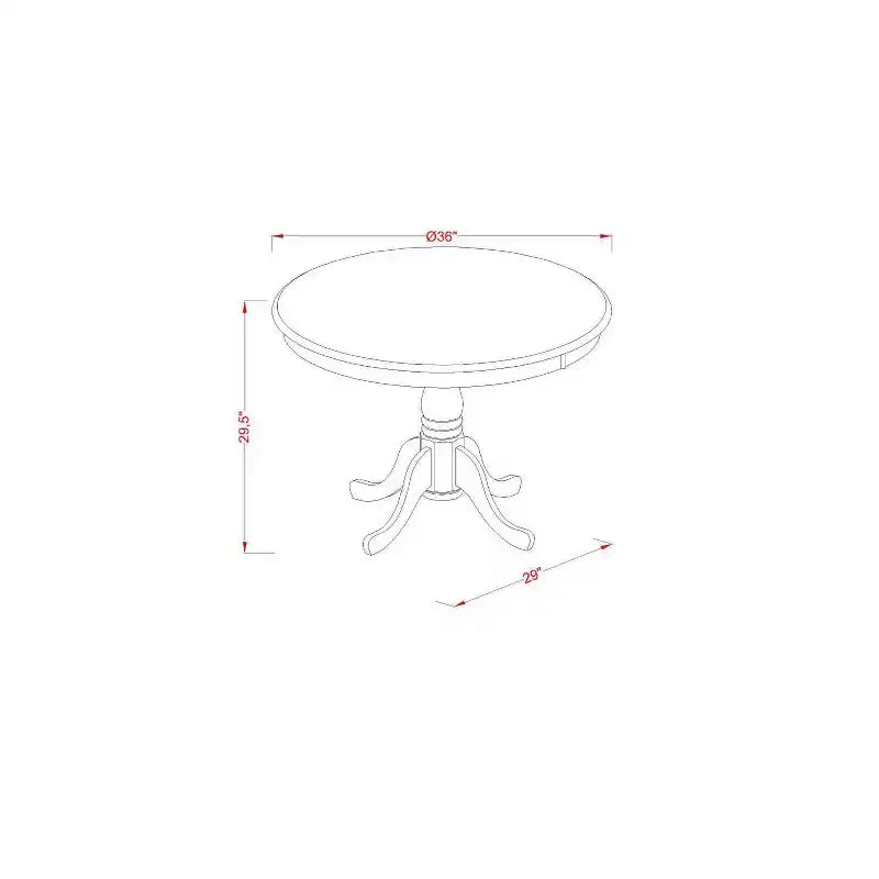 Round Dining Table Set 5pc - 36 Table & 4 Chairs - Rustic Oak Finish - Linen Fabric Dark Khaki