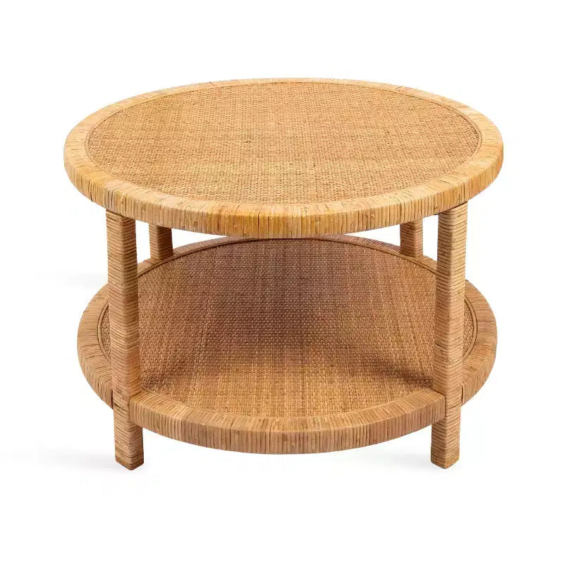 Kate and Laurel Rafina Rattan Round Coffee Table, 28x28x18, Natural