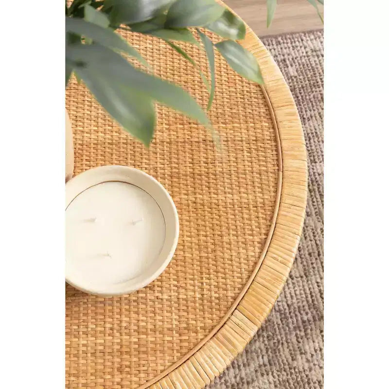 Kate and Laurel Rafina Rattan Round Coffee Table, 28x28x18, Natural