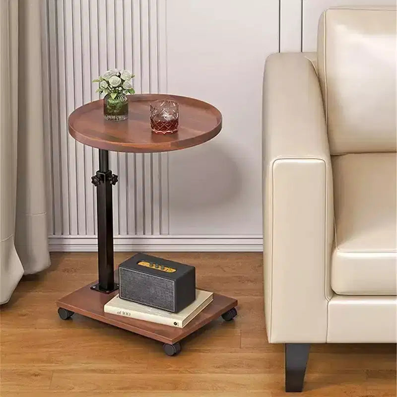 Acekool Adjustable Height C-Shaped Mobile Side Table with Wheels for Living Room Bedroom